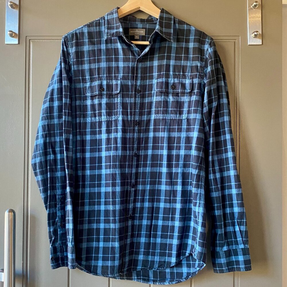 L.L.Bean 100% Cotton Men's Plaid Button Down Shirt - Medium Tall Slim Fit
